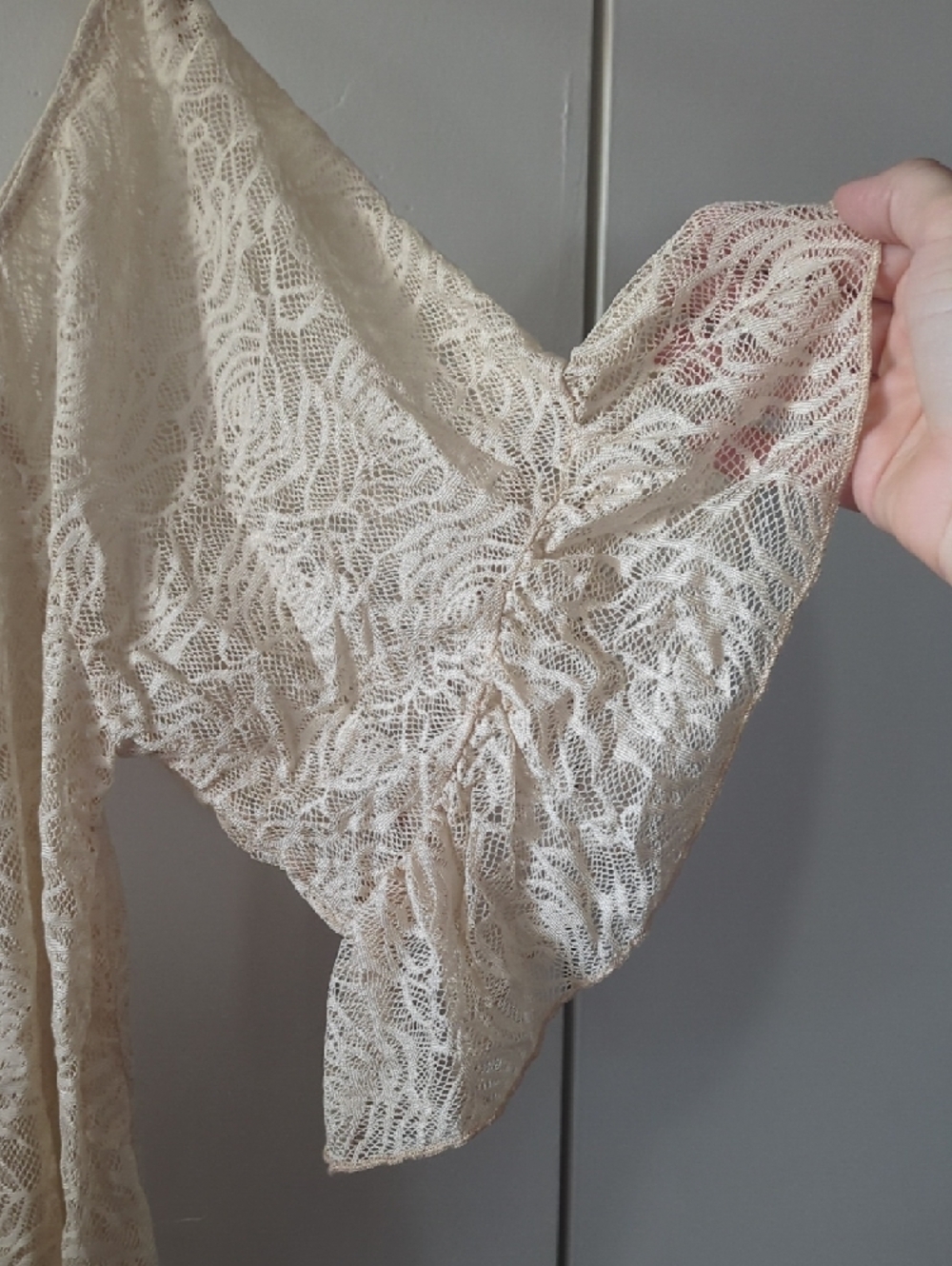 *Lace Ruffle Peasant Top - Cream - Picture 4 of 5